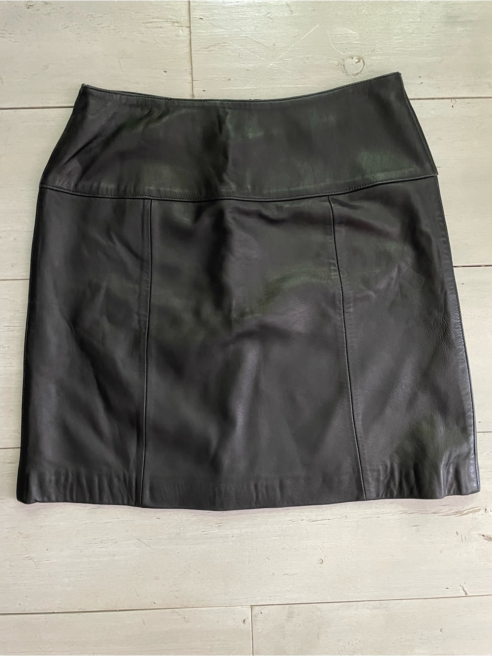 Valerie Stevens Black New Zealand Lambskin Leather Mini Skirt Lined Size 12 Moto